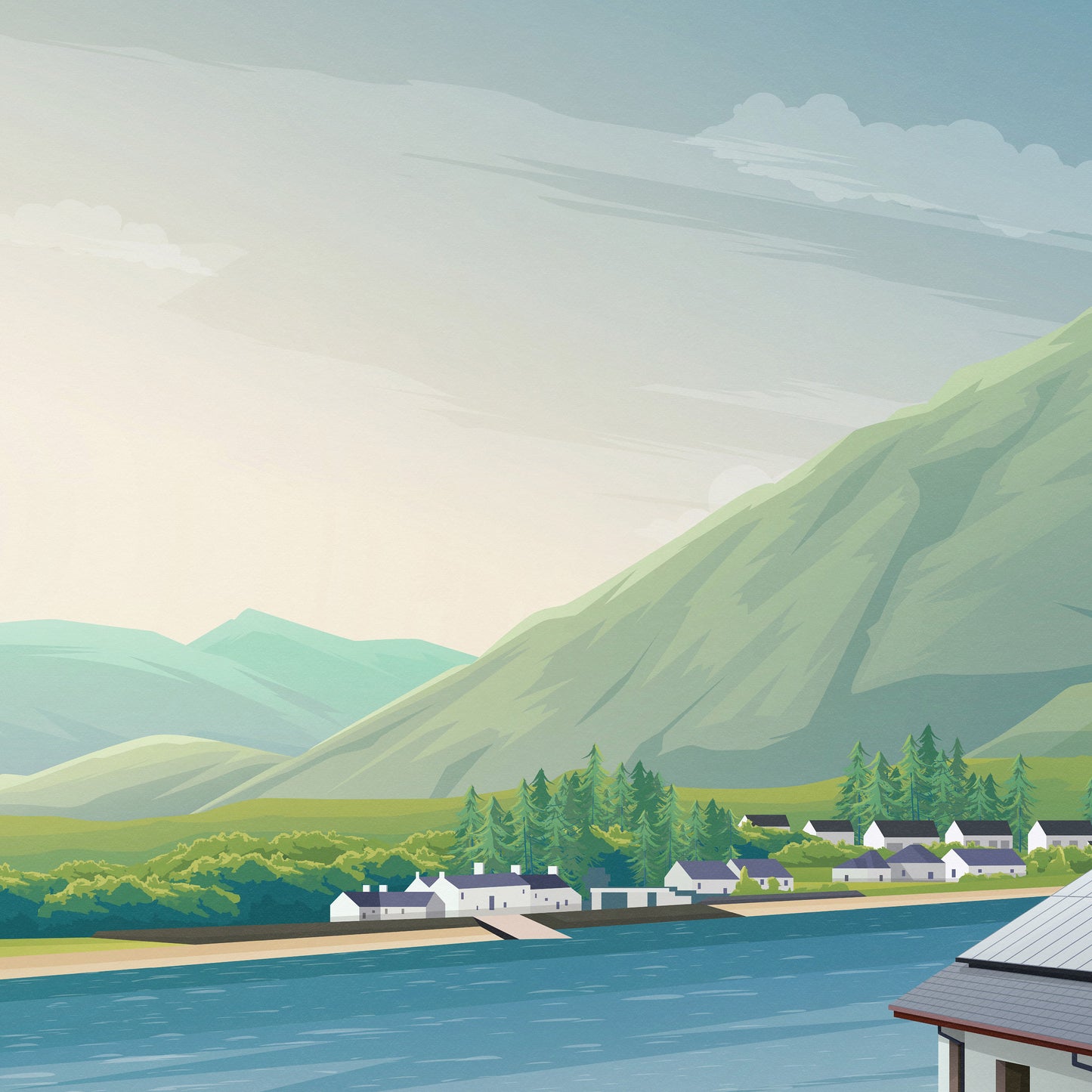 Corran Print - Travel Poster - Corran Point - Loch Hourn - Loch Linnhe - Lochaber - Highlands - Scotland