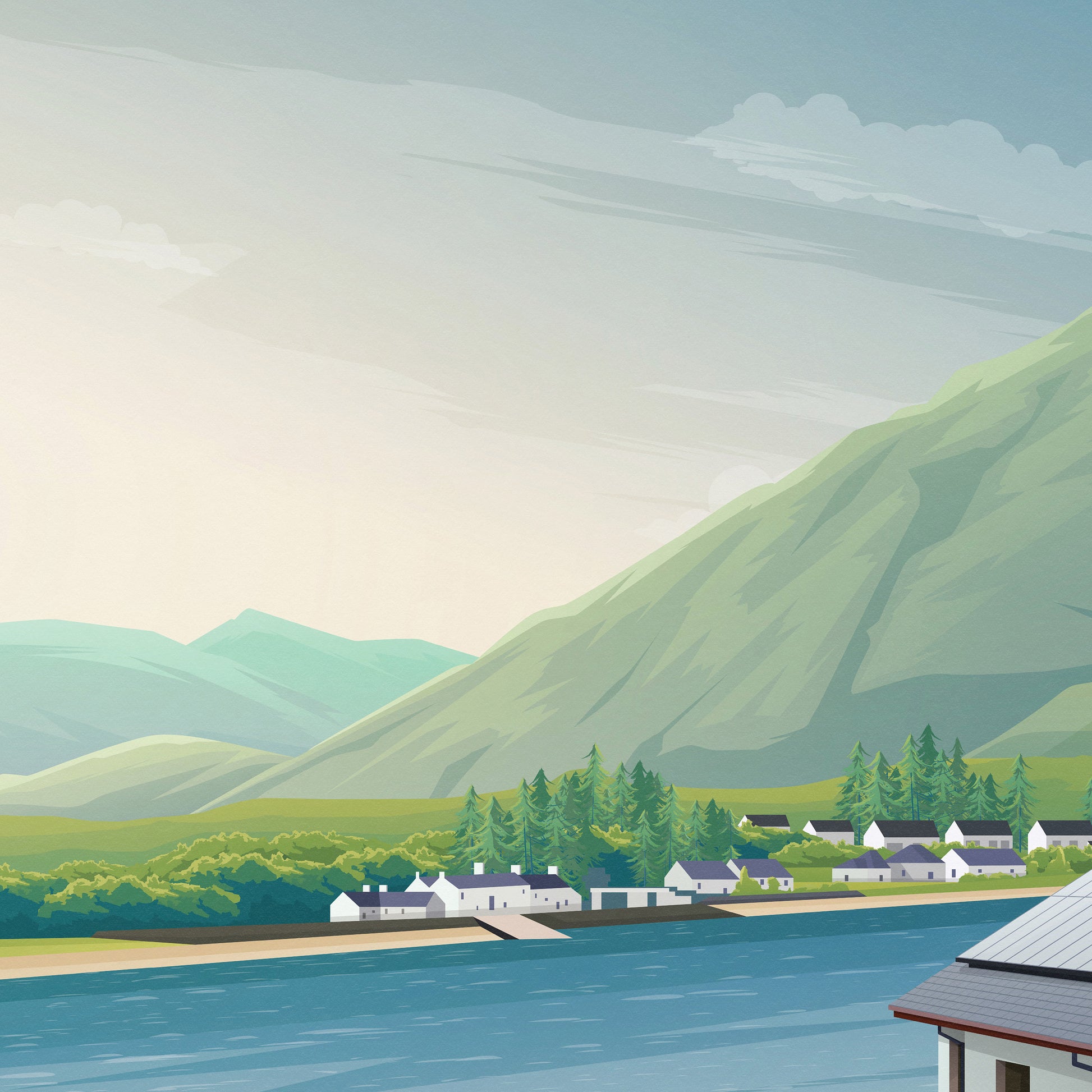 Corran Print - Travel Poster - Corran Point - Loch Hourn - Loch Linnhe - Lochaber - Highlands - Scotland