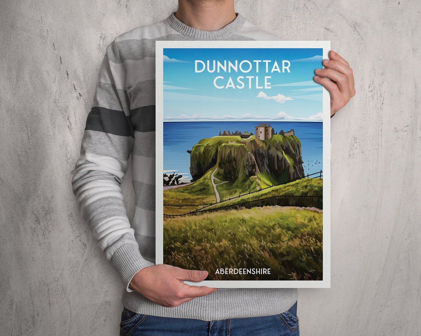 Dunnottar Castle Travel Poster - A Breathtaking Scottish Adventure - Stonehaven Print - Wedding gift - Birthday present