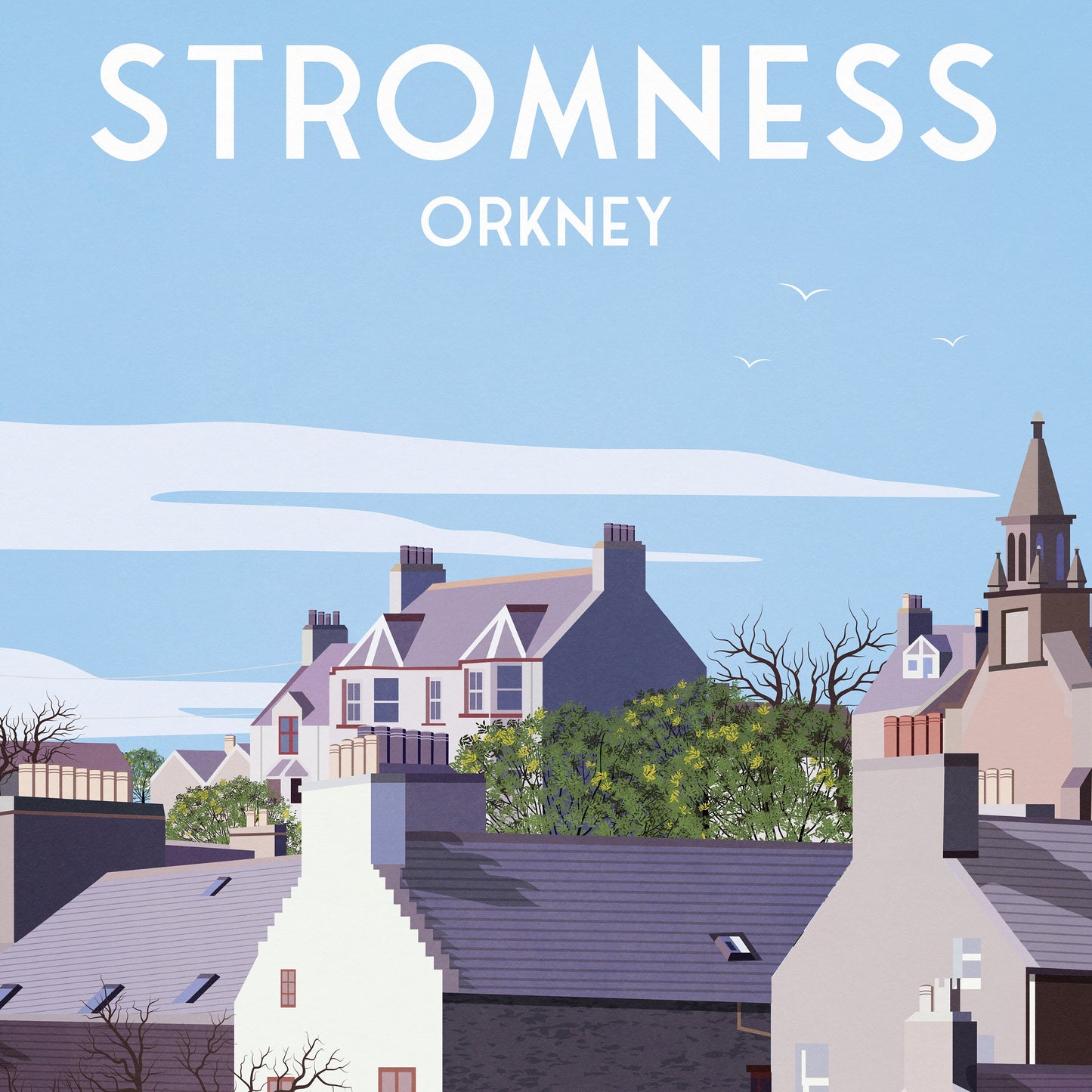 Stromness Travel Poster, Orkney, Scottish traditional travel print - Scotland Wall Art