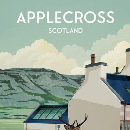 Applecross Print - Highland Travel Poster - Stag