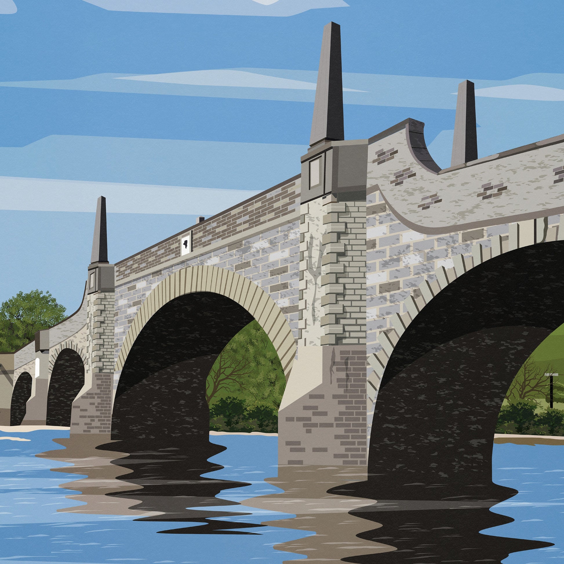 Aberfeldy Print - Perthshire Travel Poster - Wades Bridge