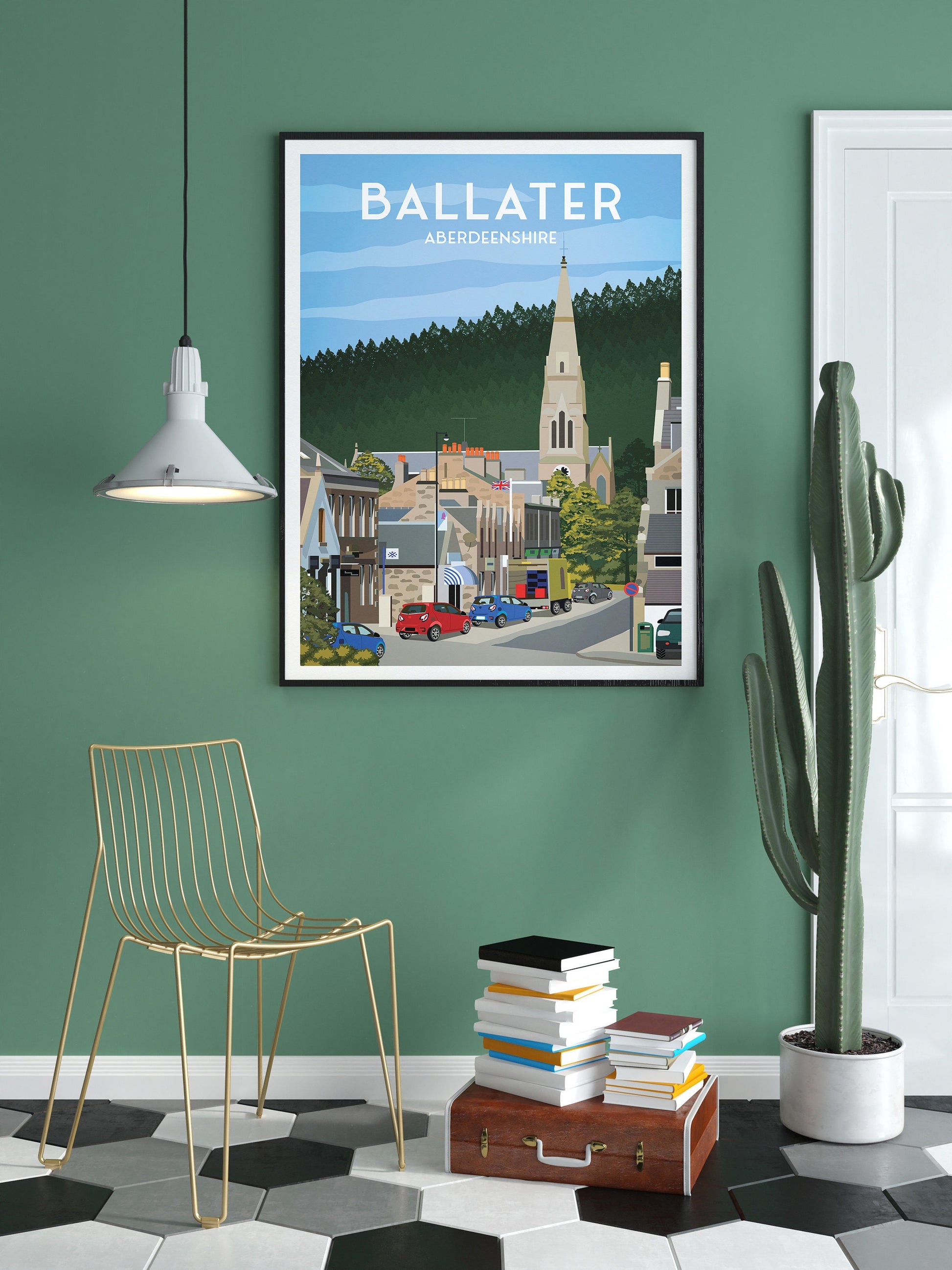 Ballater Print - Aberdeenshire Travel Poster - Scotland