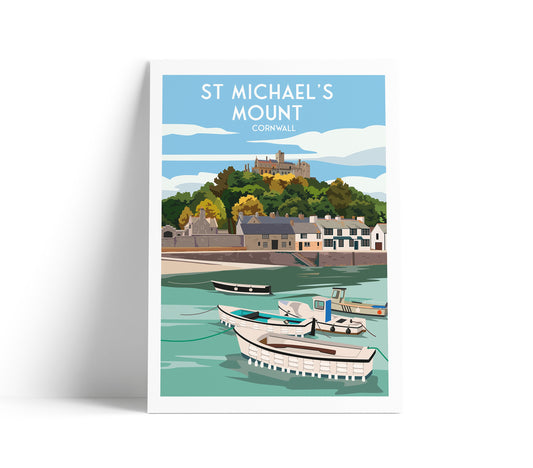St Michael's Mount Travel Poster | Cornwall | England | Wall Art | Home Decor Artwork | Wedding gift