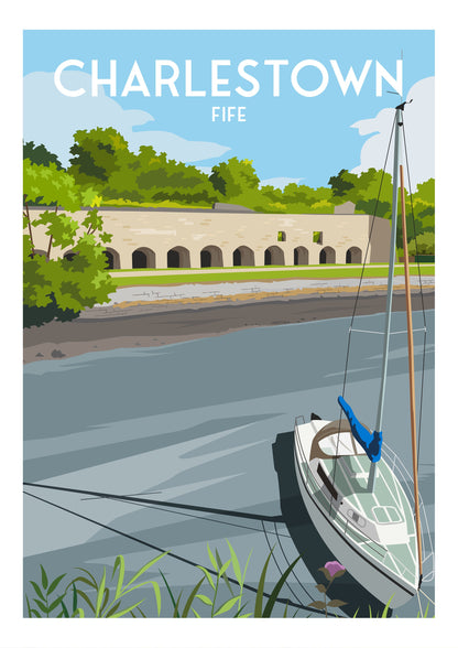 Charlestown Travel Poster | Fife | Scotland | Limekilns