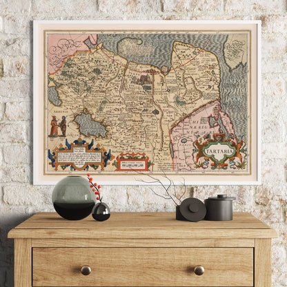 Tartatia Map | 1623 | Vintage Reproduction Print | Hendricus Hondius | Gerhard Mercator | Tartary | Russia | Crimea