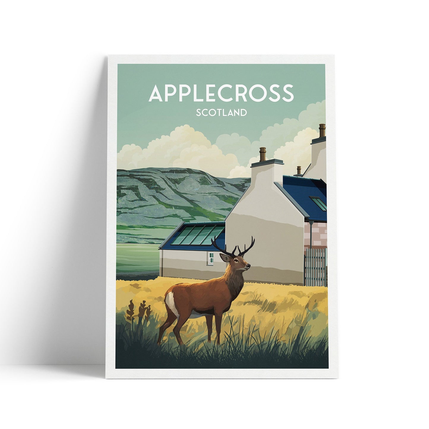 Applecross Print - Highland Travel Poster - Stag