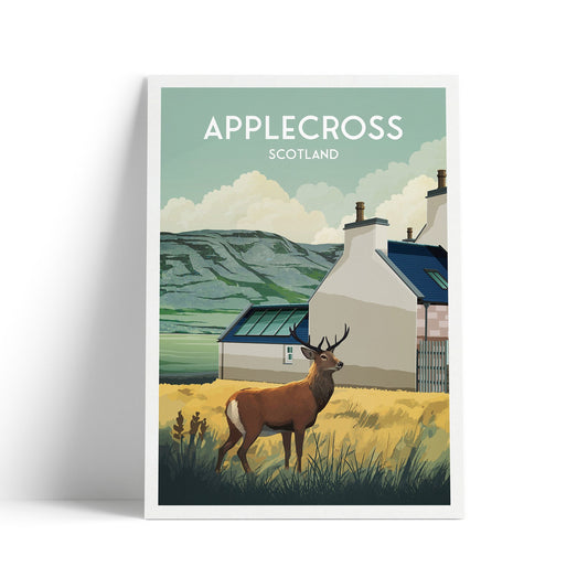 Applecross Print - Highland Travel Poster - Stag