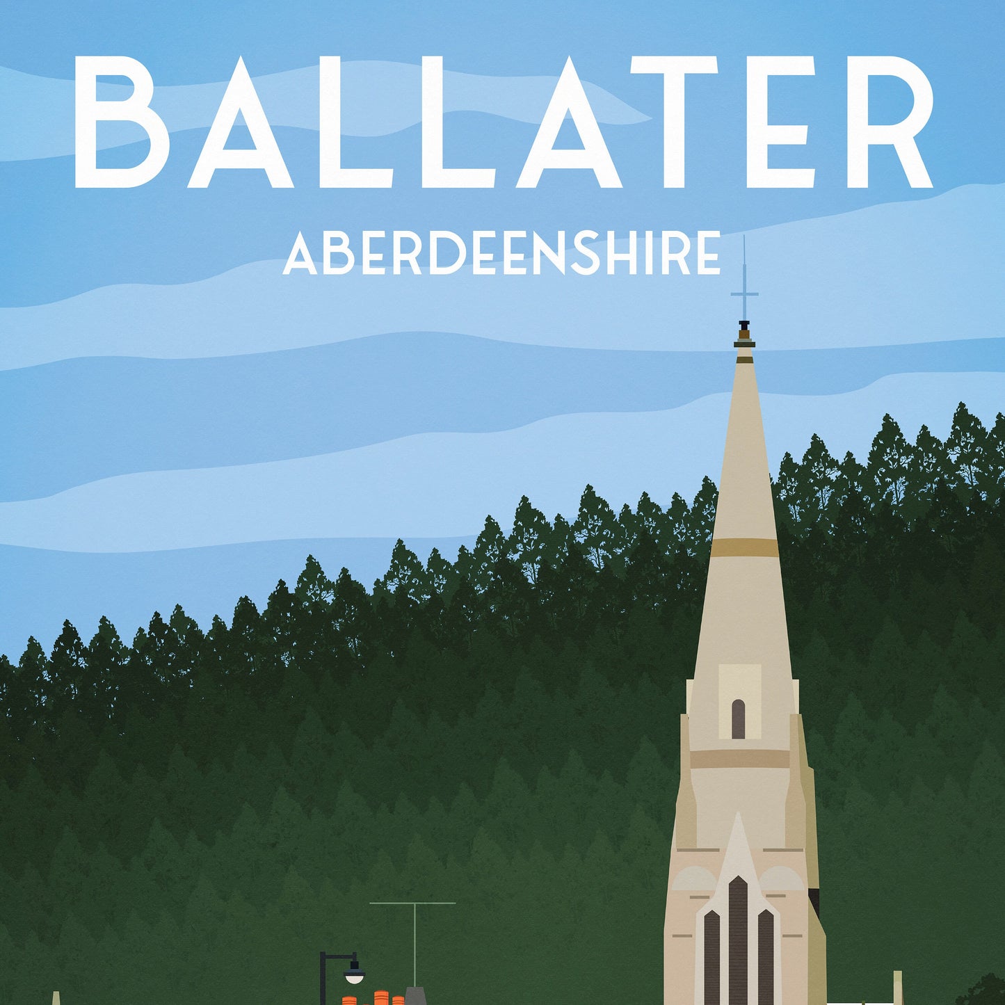 Ballater Print - Aberdeenshire Travel Poster - Scotland