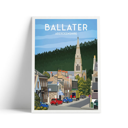 Ballater Print - Aberdeenshire Travel Poster - Scotland