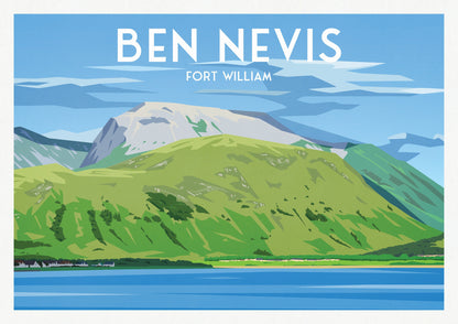 Ben Nevis Print - Fort William Travel Poster - The Three Peaks - West Highland Way - Scotland - Lochaber