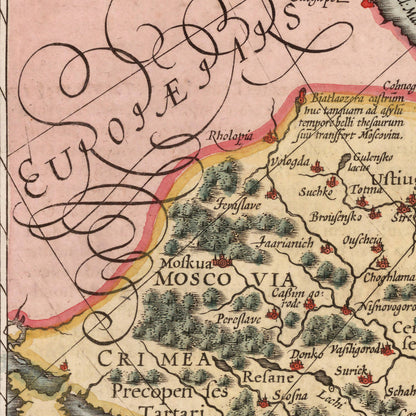 Tartatia Map | 1623 | Vintage Reproduction Print | Hendricus Hondius | Gerhard Mercator | Tartary | Russia | Crimea