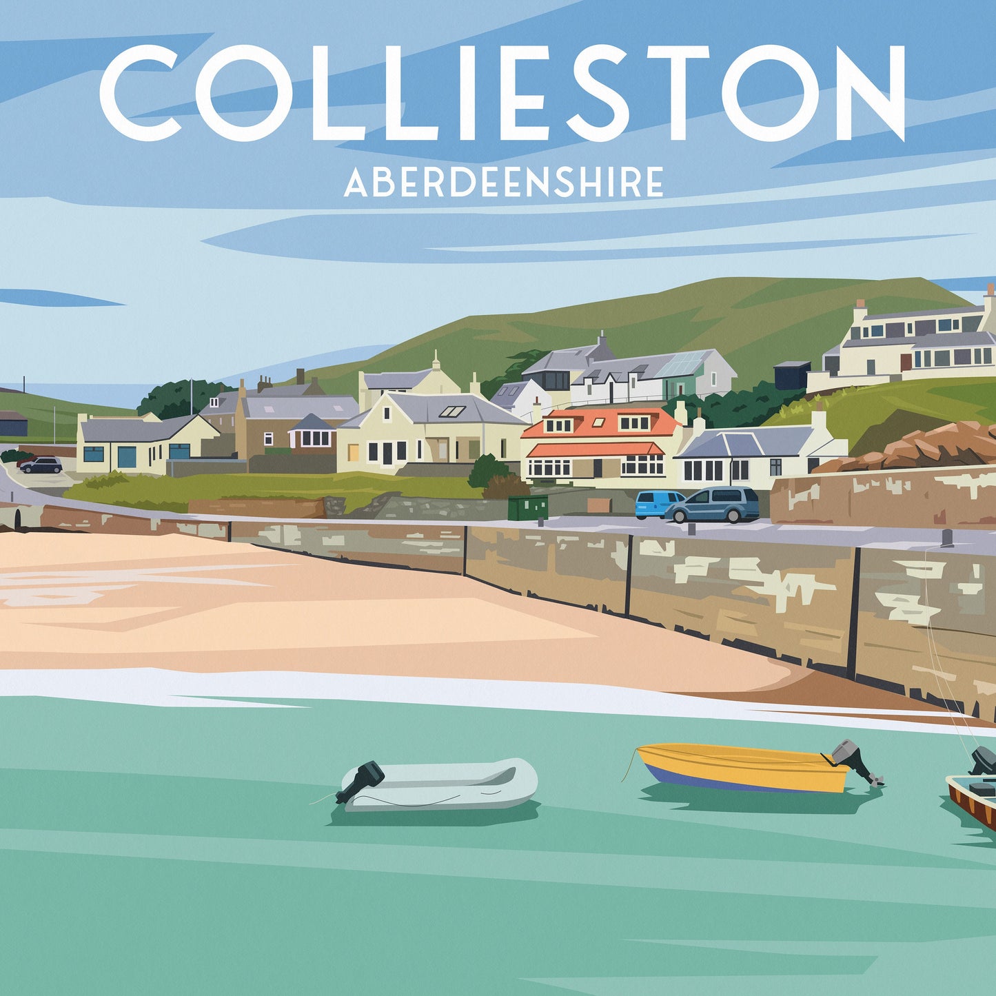 Collieston Bay Print - Aberdeenshire Travel Poster - Ellon - Scotland - Wall Art - Gift