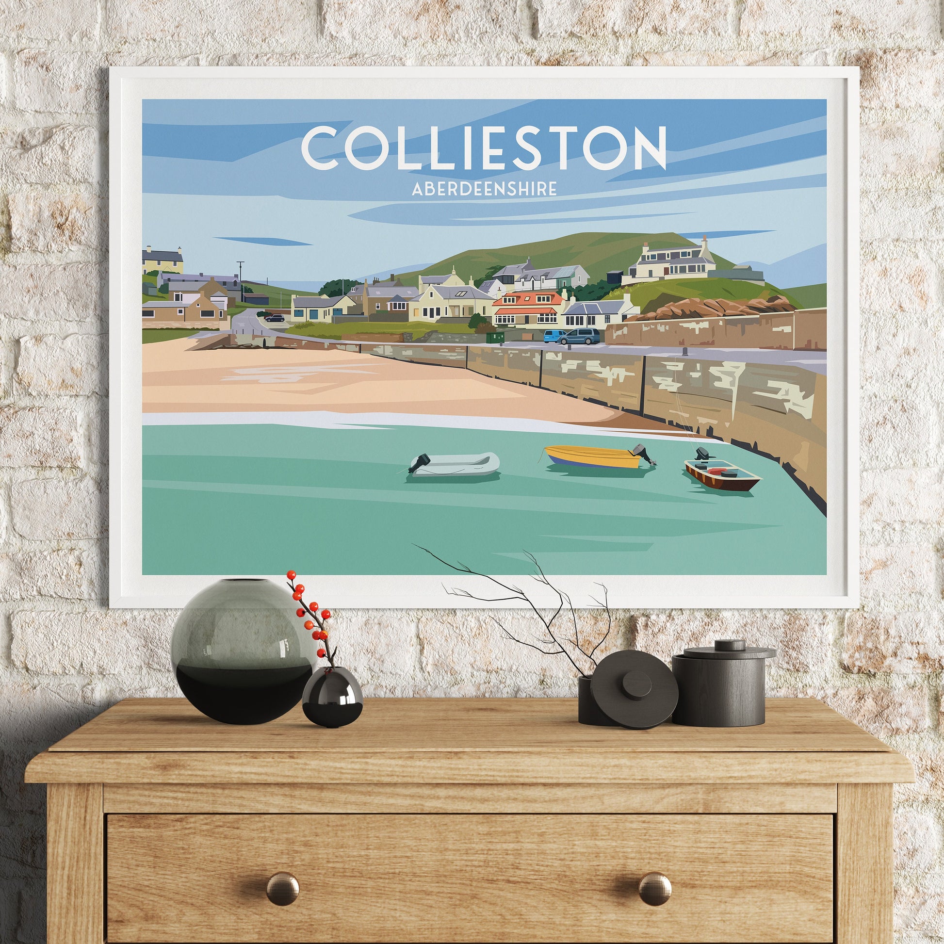 Collieston Bay Print - Aberdeenshire Travel Poster - Ellon - Scotland - Wall Art - Gift