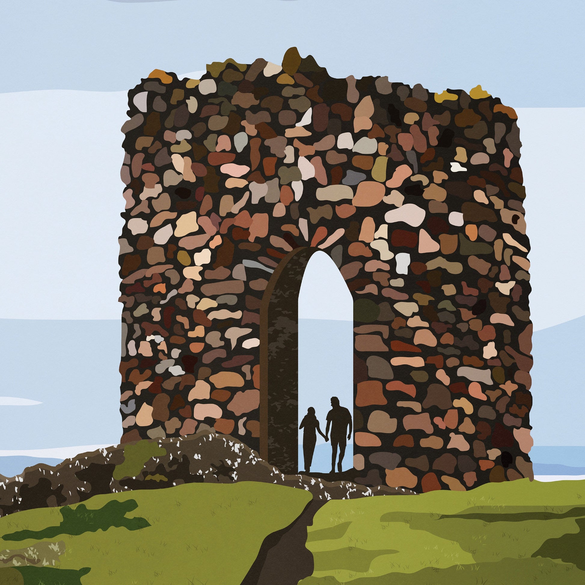 Lady's Tower Elie Print - East Neuk - Fife Coastal Path - Travel Poster - Elie and Earlsferry - Leven