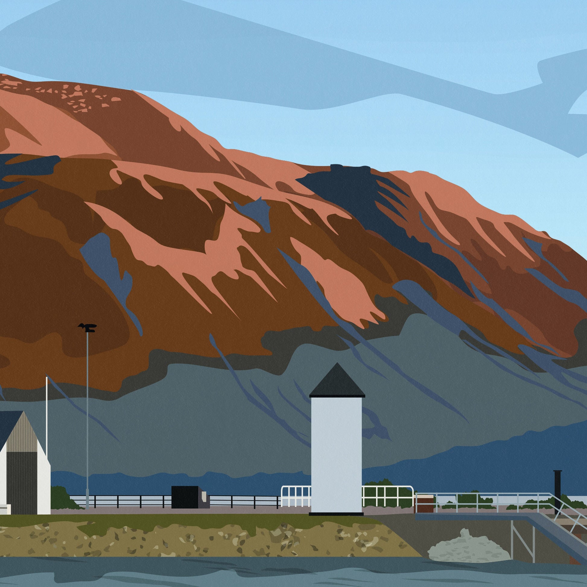 Lochaber Print - Ben Nevis from Corpach - Fort William - Travel Poster - The Three Peaks