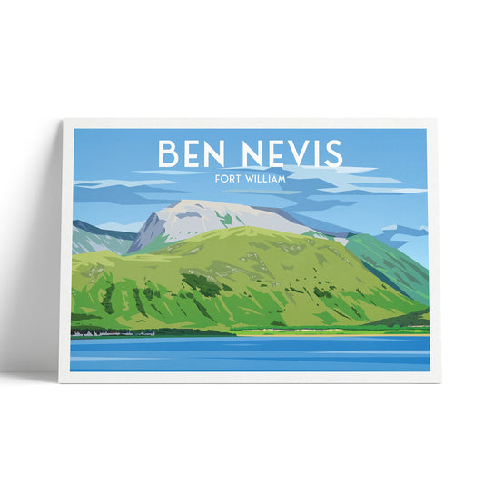 Ben Nevis Print - Fort William Travel Poster - The Three Peaks - West Highland Way - Scotland - Lochaber