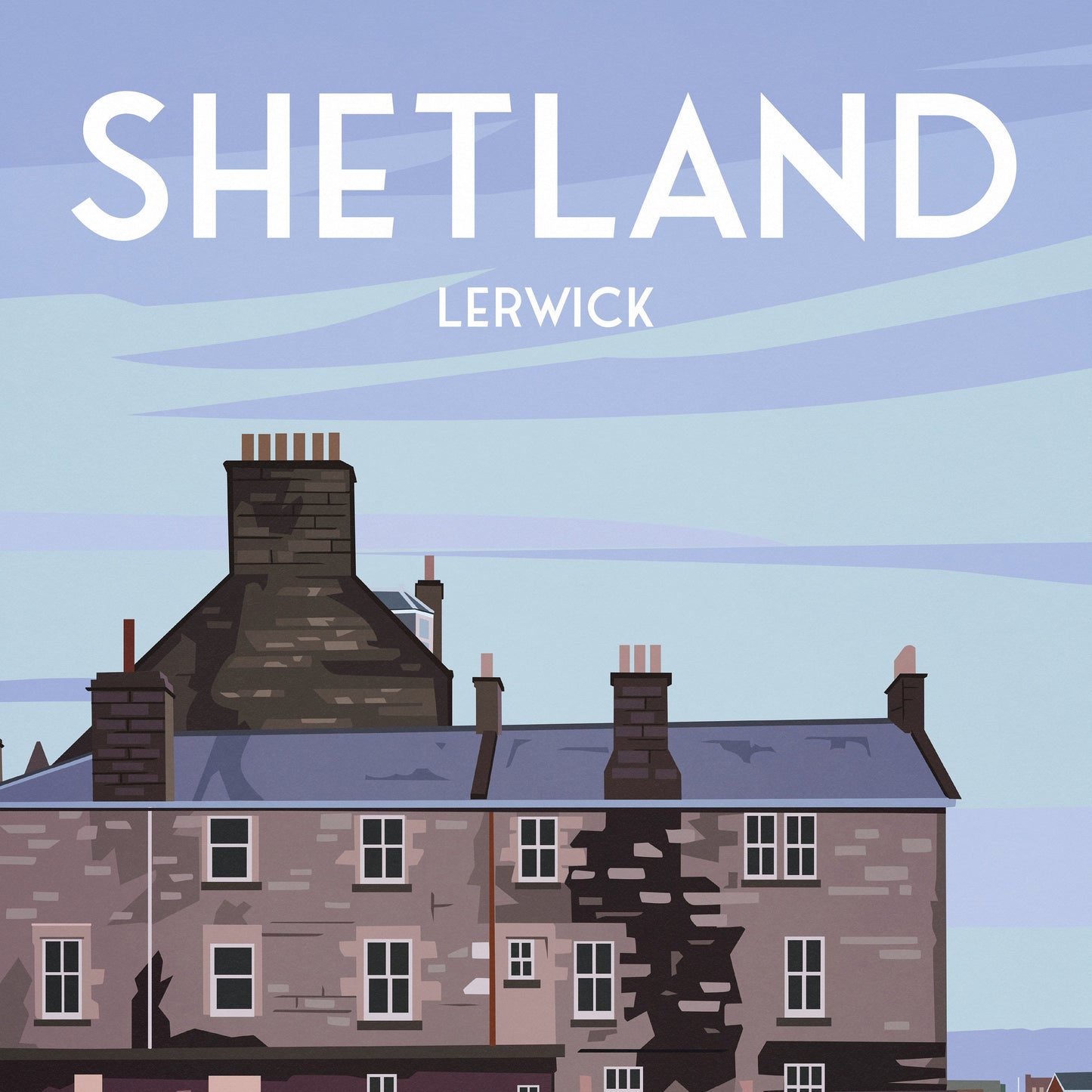 Lerwick, Shetlands Travel Poster Print - Scotland Wall Art - A3, A2, A1 Sizes Available
