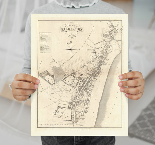 Kirkcaldy Map | Plan of the Town of Kirkcaldy from actual survey | Kingodm of Fife | Scotland Print | Vintage Poster Reproduction