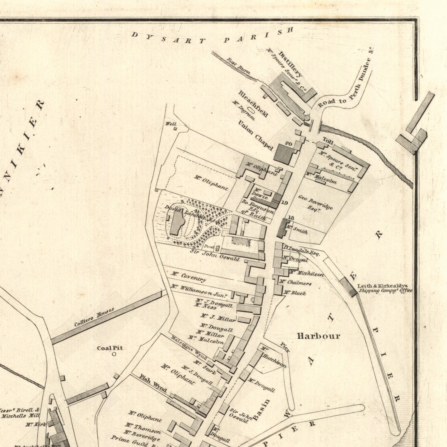 Kirkcaldy Map | Plan of the Town of Kirkcaldy from actual survey | Kingodm of Fife | Scotland Print | Vintage Poster Reproduction