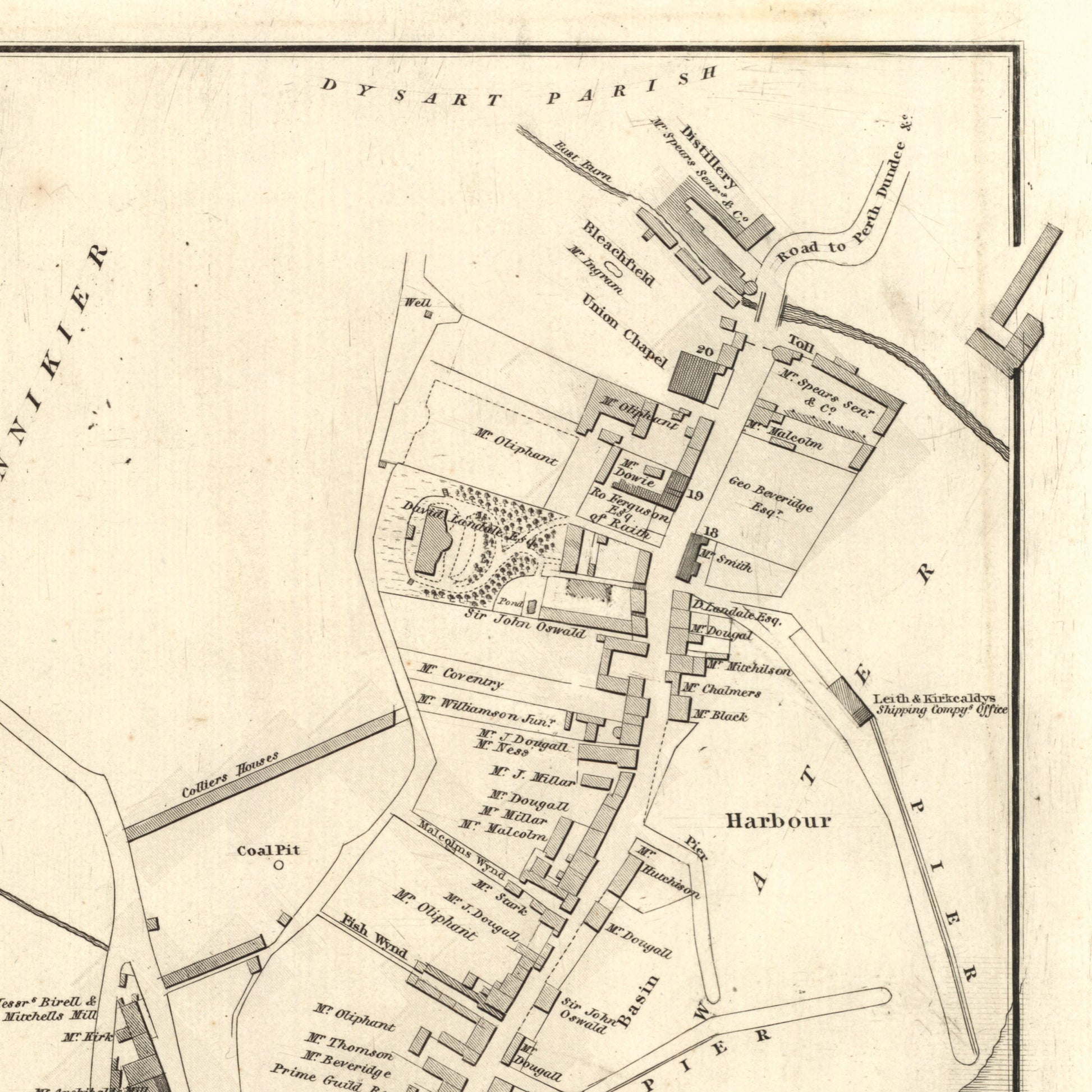 Kirkcaldy Map | Plan of the Town of Kirkcaldy from actual survey | Kingodm of Fife | Scotland Print | Vintage Poster Reproduction