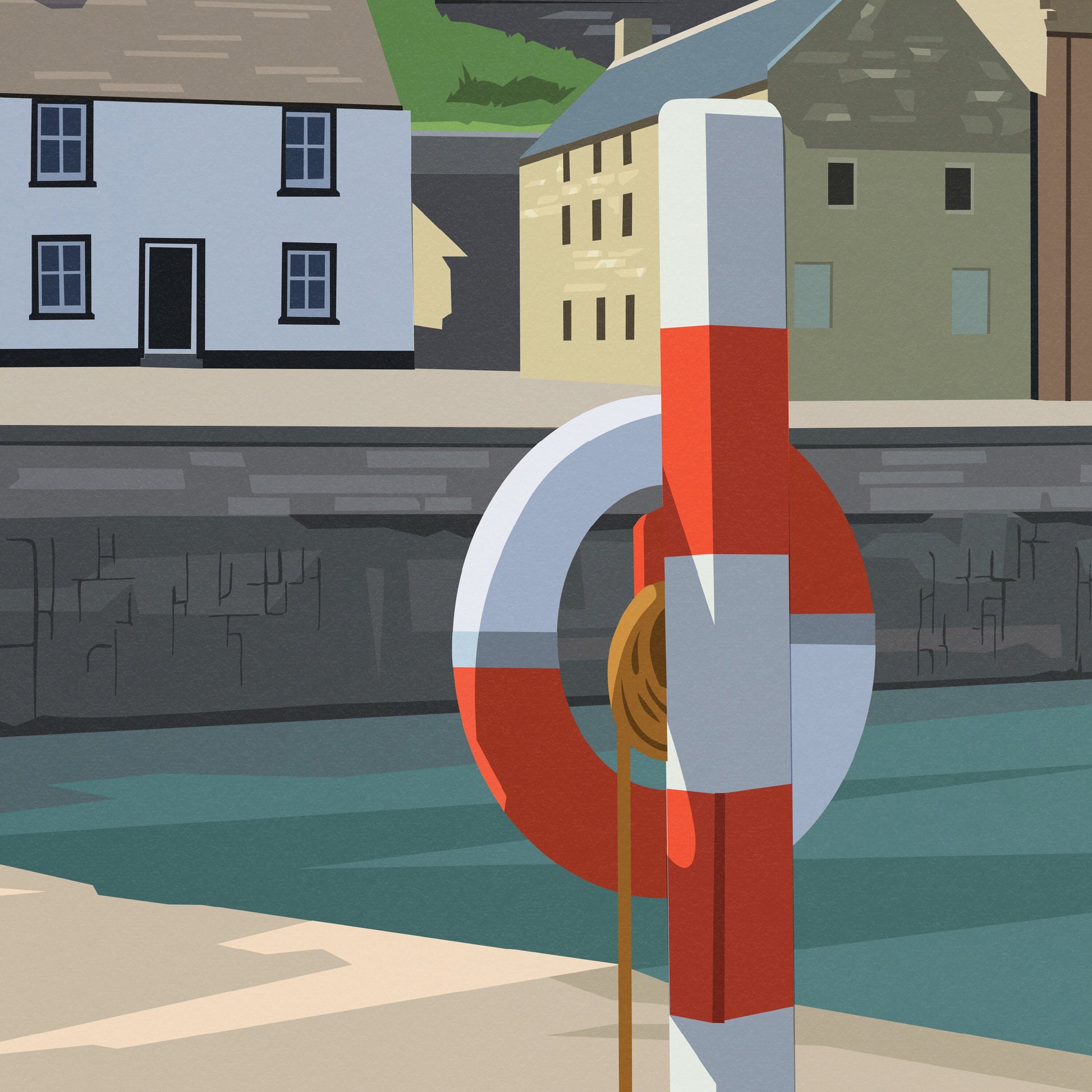 Portsoy Harbour Travel Poster Print - Aberdeenshire - Scotland - Scottish Landscape - Banff - Moray Firth