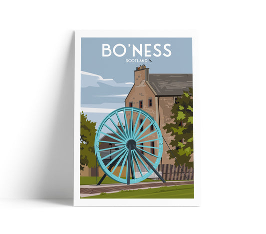 Bo'Ness Print, Mining Memorial, Scotland Travel Poster, Borrowstounness