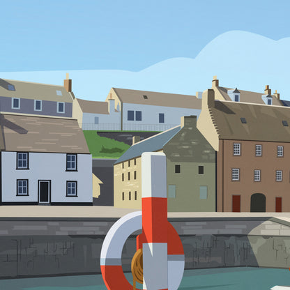 Portsoy Harbour Travel Poster Print - Aberdeenshire - Scotland - Scottish Landscape - Banff - Moray Firth
