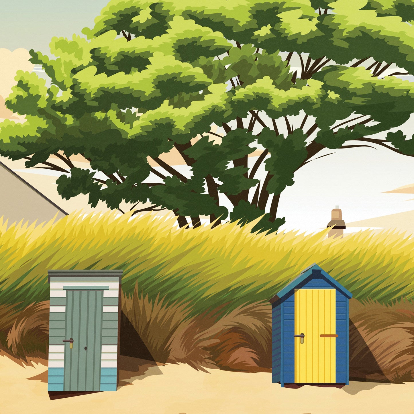 Elie Beach Huts Print - East Neuk - Fife Coastal Path - Travel Poster - Elie and Earlsferry - Leven