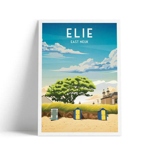 Elie Beach Huts Print - East Neuk - Fife Coastal Path - Travel Poster - Elie and Earlsferry - Leven