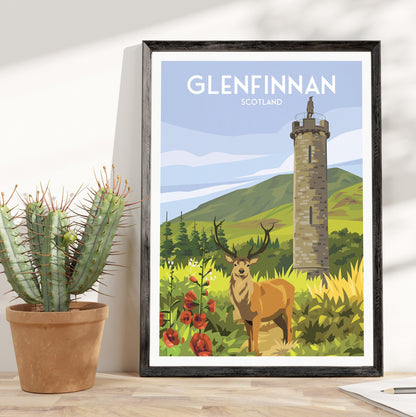 Glenfinnan Monument Print, Lochaber Travel Poster, Highlands, Scotland