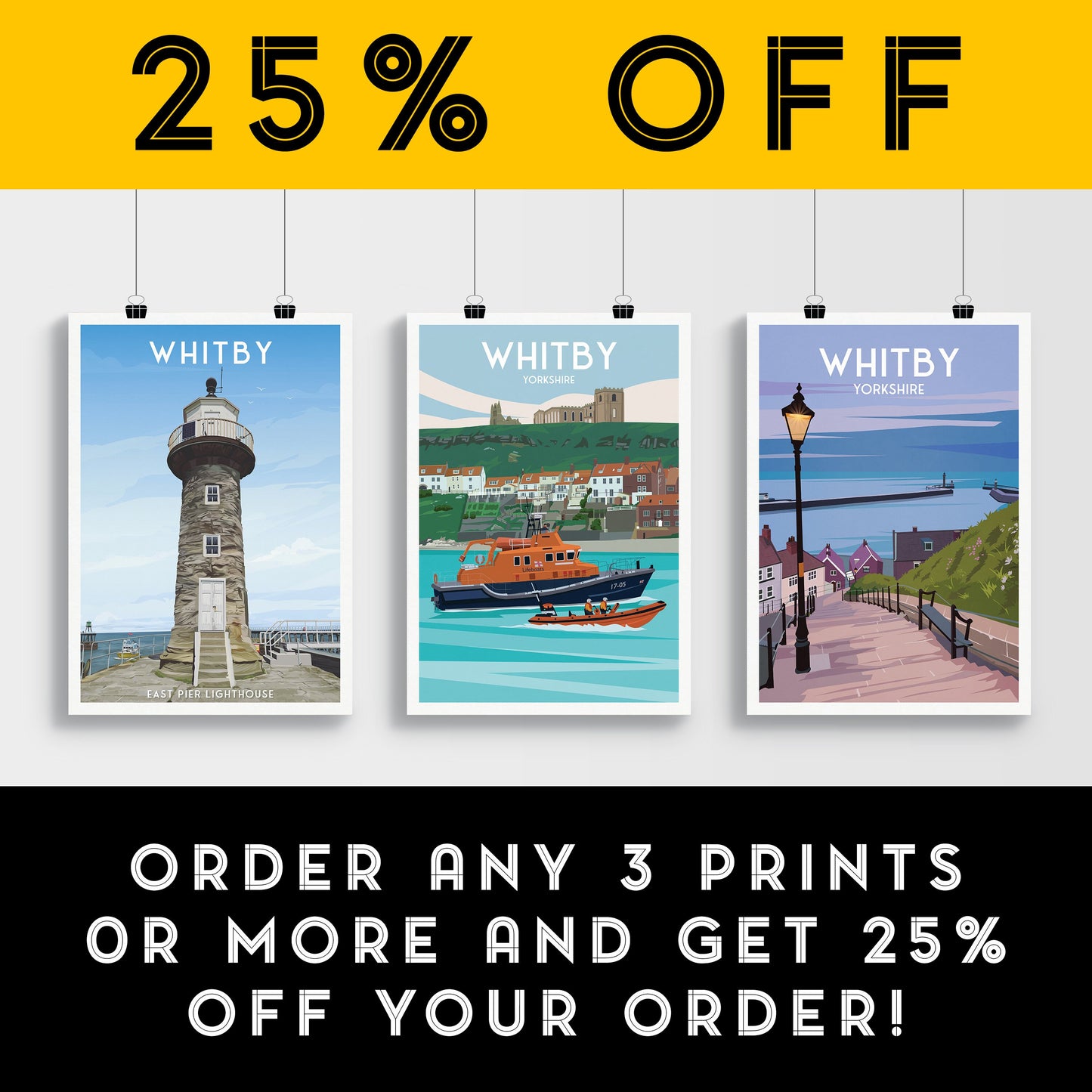 Whitby Abbey Travel Poster | Lifebout | North Yorkshire Wall Art | Home Decor Artwork | Wedding gift | Birthday Present