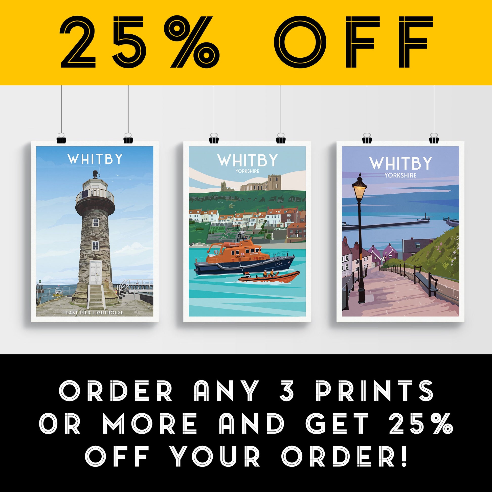 Whitby Abbey Travel Poster | Lifebout | North Yorkshire Wall Art | Home Decor Artwork | Wedding gift | Birthday Present