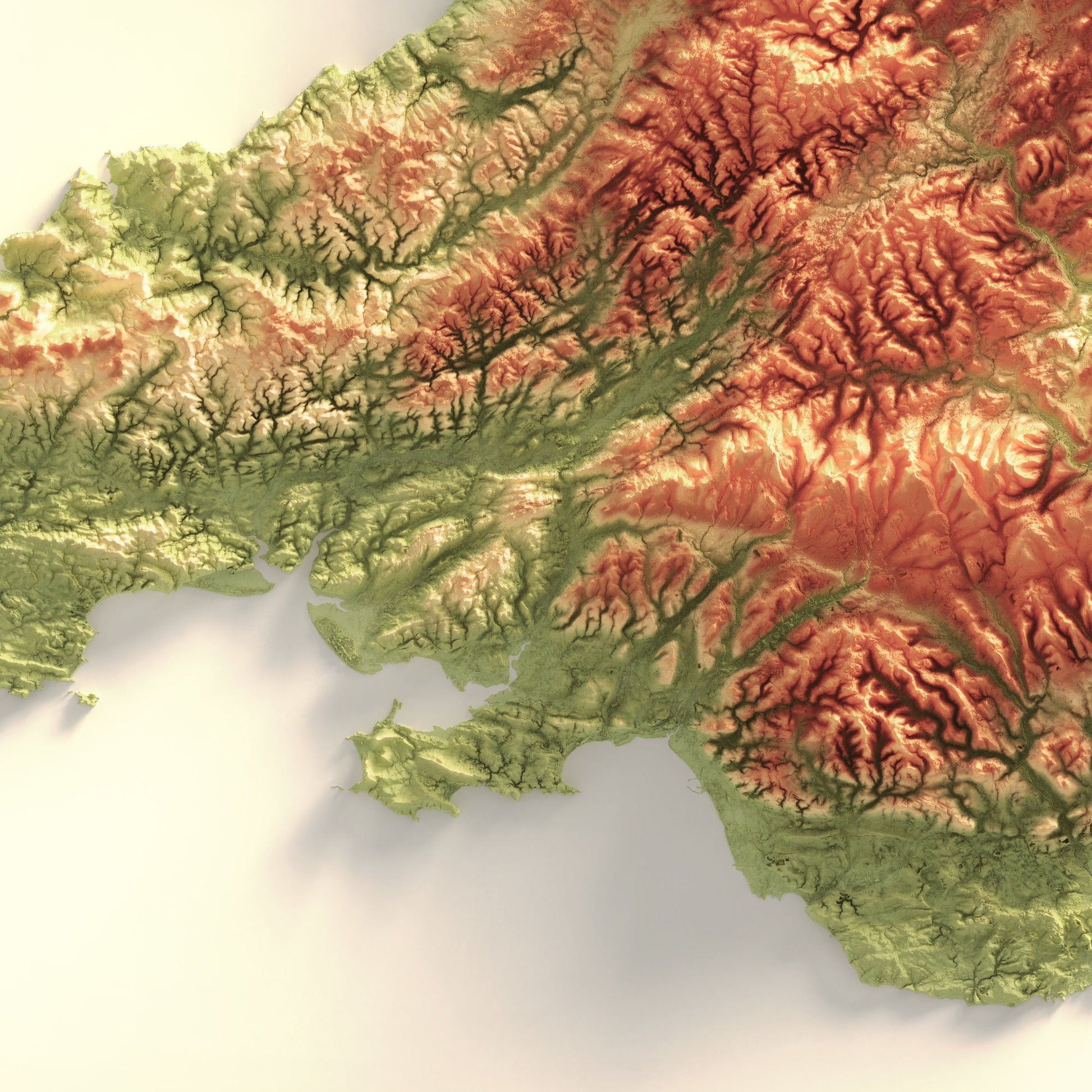 Wales Art Relief Map - 2D Print - Welsh Geology - 2D Shaded Relief Map