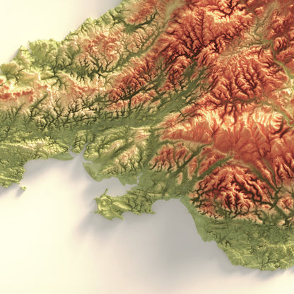 Wales Art Relief Map - 2D Print - Welsh Geology - 2D Shaded Relief Map
