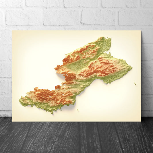 Fife Art Relief Map - 2D Print - Scotland Geology Poster - 2D Shaded Relief Map