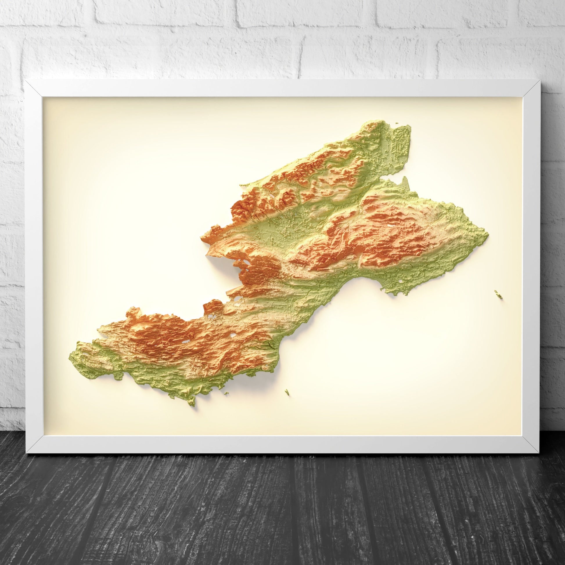 Fife Art Relief Map - 2D Print - Scotland Geology Poster - 2D Shaded Relief Map