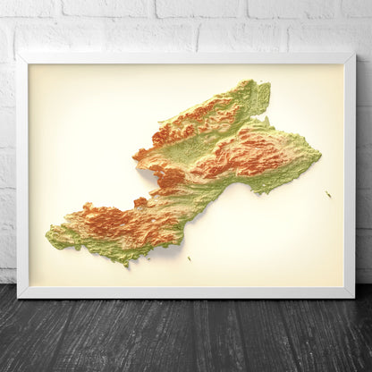 Fife Art Relief Map - 2D Print - Scotland Geology Poster - 2D Shaded Relief Map