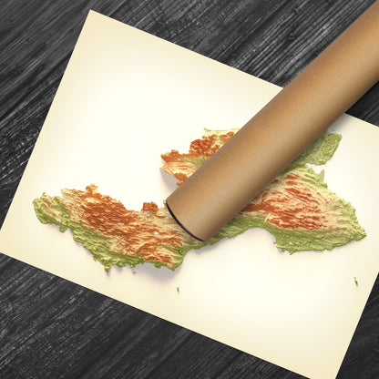 Fife Art Relief Map - 2D Print - Scotland Geology Poster - 2D Shaded Relief Map