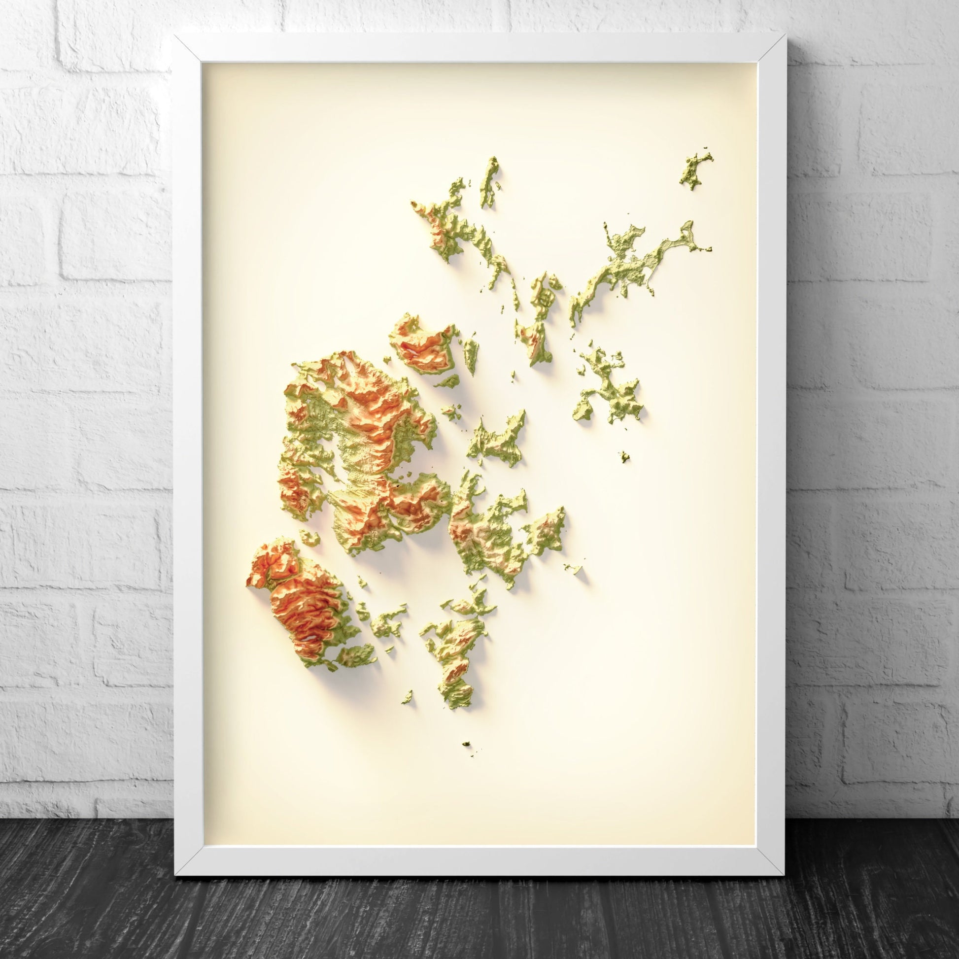 Orkney Art Relief Map - 2D Print - Scotland Geology Poster - 2D Shaded Relief Map