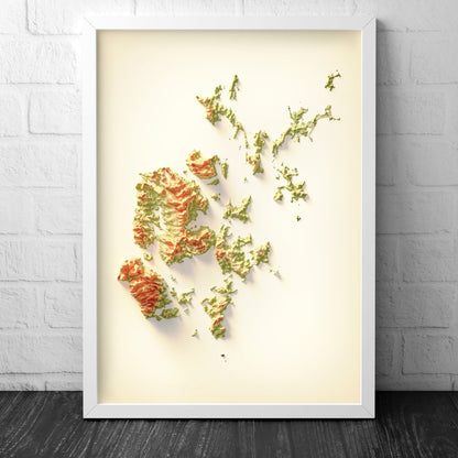 Orkney Art Relief Map - 2D Print - Scotland Geology Poster - 2D Shaded Relief Map
