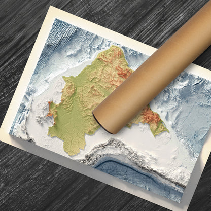 Brazil Bathymetry Print - Ocean Topographical Map - South America - Wall Art Poster