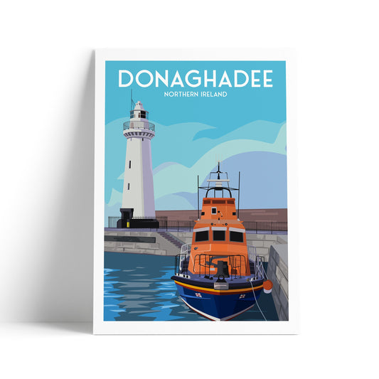 Donaghadee Print - Northern Ireland Travel Poster - Lifeboat