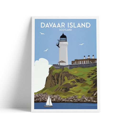 Davaar Island Lighthouse Travel Poster - Scottish Coast Art