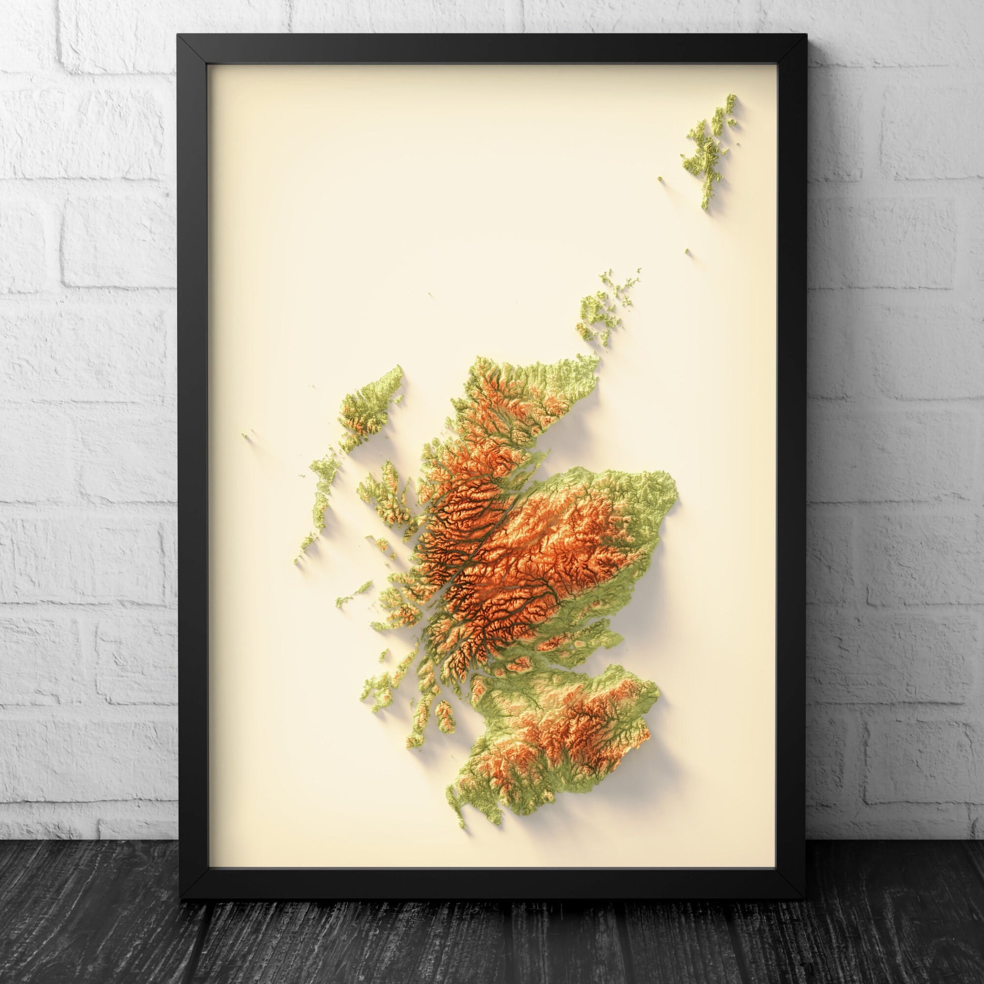 Scotland Art Relief Map - 2D Print - Scottish Geology - 2D Shaded Relief Map