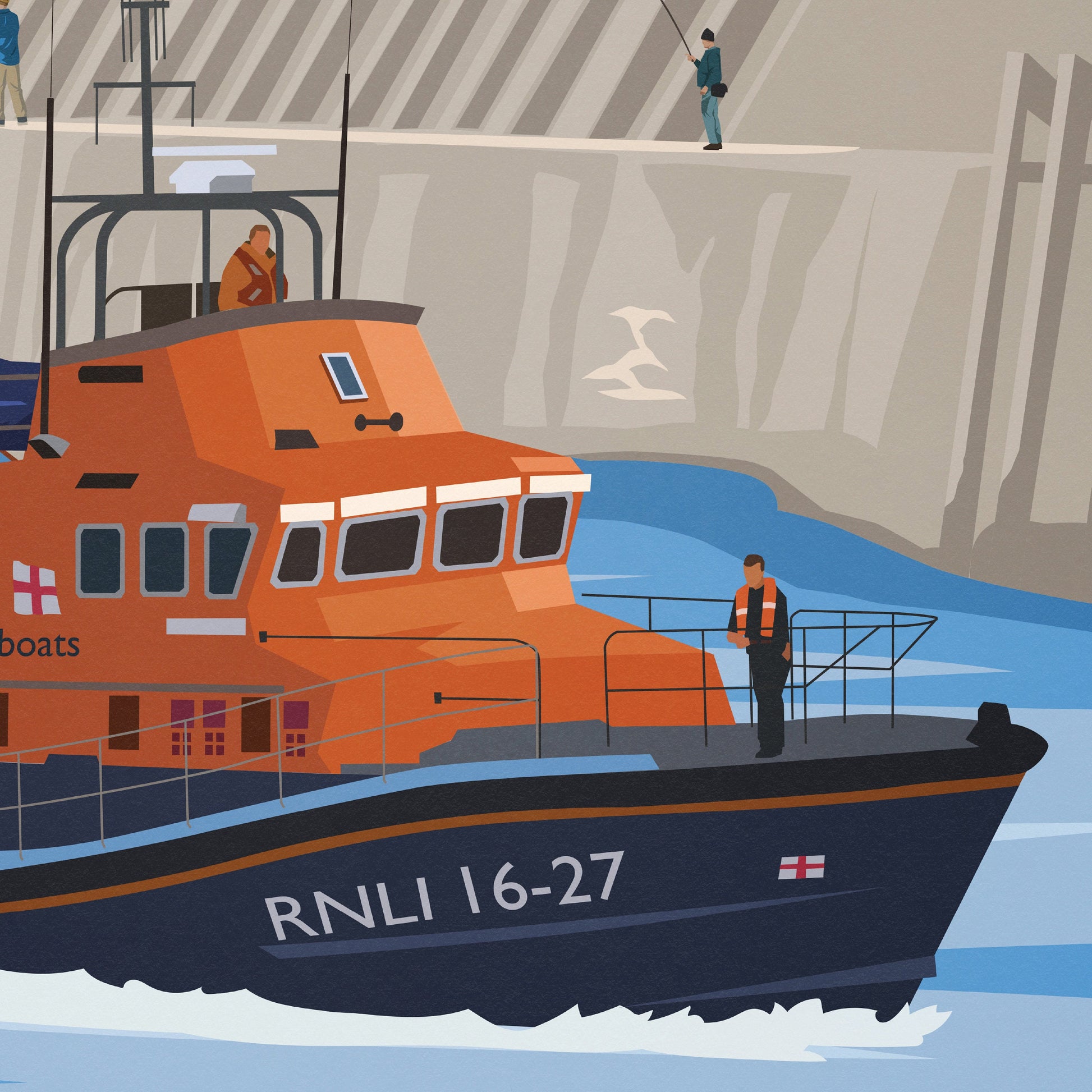 Porthcawl Lighthouse Print - Travel Poster - South Wales - Lifeboat