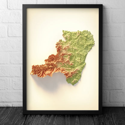 Aberdeenshire Art Relief Map - 2D Print - Scotland Geology Poster - 2D Shaded Relief Map