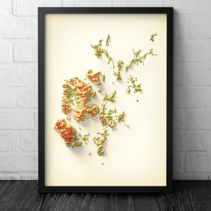 Orkney Art Relief Map - 2D Print - Scotland Geology Poster - 2D Shaded Relief Map