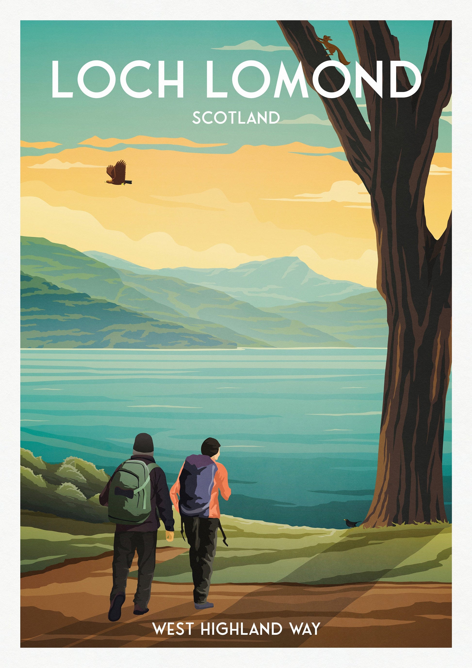 Loch Lomond Print - West Highland Way - Scottish Travel Poster