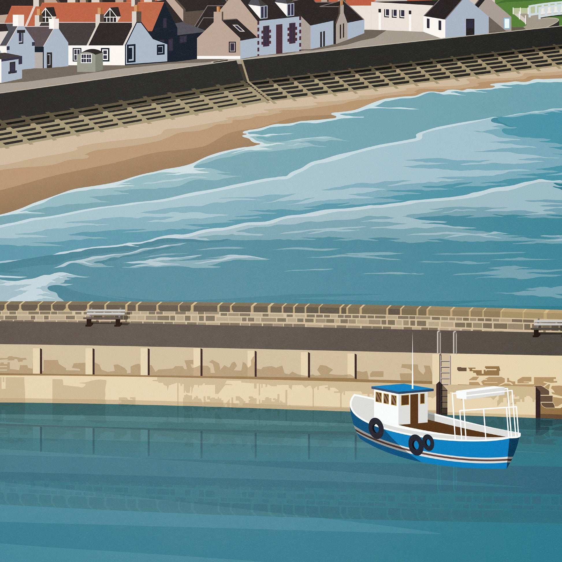 Cullen Print - Moray Firth - Viaduct -Harbour - Scotland - Travel Poster
